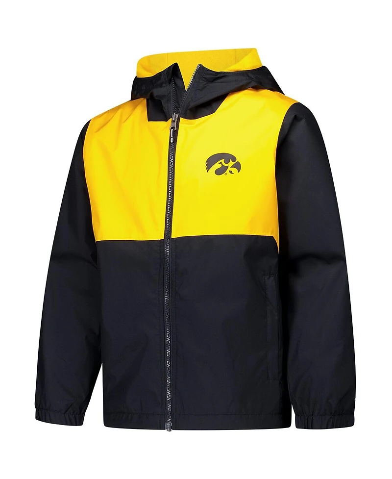 Columbia Big Boys and Girls Black Iowa State Cyclones Rainy Fields Lined Hoodie Full-Zip Jacket