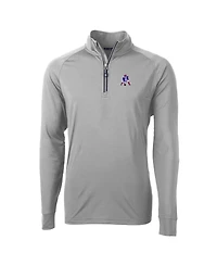 Cutter & Buck Men's Gray New England Patriots Adapt Eco Knit Stretch Quarter-Zip Throwback Pullover Sweatshirt