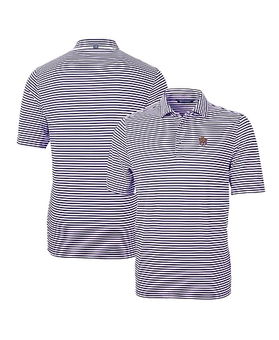 Cutter & Buck Men's Purple Lsu Tigers Throwback Logo Virtue Eco Pique Stripe Polo Shirt