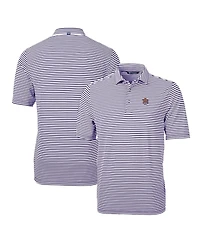 Cutter & Buck Men's Purple Lsu Tigers Throwback Logo Virtue Eco Pique Stripe Polo Shirt
