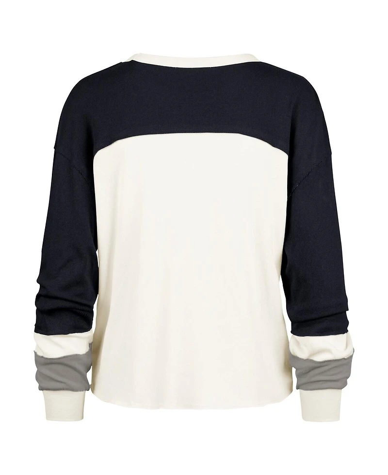 '47 Brand Women's Cream Tennessee Titans Double Header Curve Raglan Long Sleeve Crop Top
