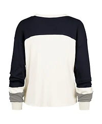 '47 Brand Women's Cream Tennessee Titans Double Header Curve Raglan Long Sleeve Crop Top