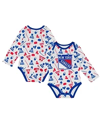 Outerstuff Baby Boys and Girls White New York Rangers Quick Learner Long Sleeve Bodysuit