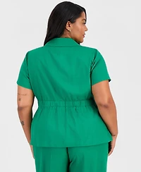 Tahari Asl Plus Notch-Collar Short-Sleeve Jacket