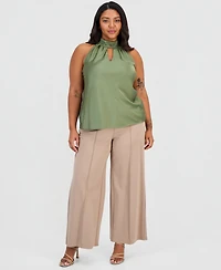 Tahari Asl Plus Tie-Mock-Neck Sleeveless Blouse