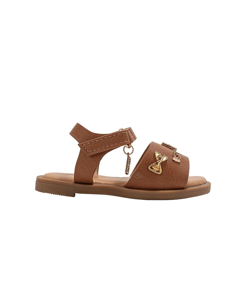 Bebe Big Girls Girl's Fashion Sandals – Dressy Shoes with Decorative Metal Charm
