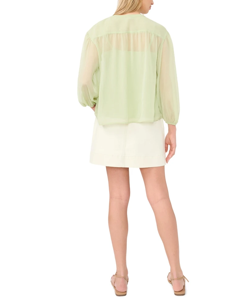 Vince Camuto Women's Half-Placket Shirred Yoke Blouse