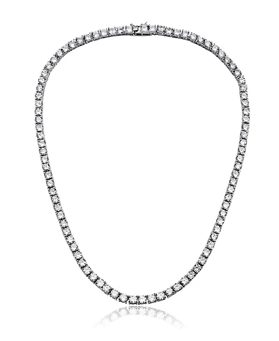 Genevive Elegant Sterling Silver 3MM Cubic Zirconia Tennis Necklace