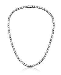 Genevive Elegant Sterling Silver 3MM Cubic Zirconia Tennis Necklace