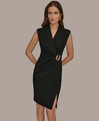 Donna Karan New York Women's Sheath Knee Length Dress with Novelty Hardware Trim