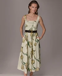 Donna Karan New York Women's Floral Sleeveless Midi A-Line Dress