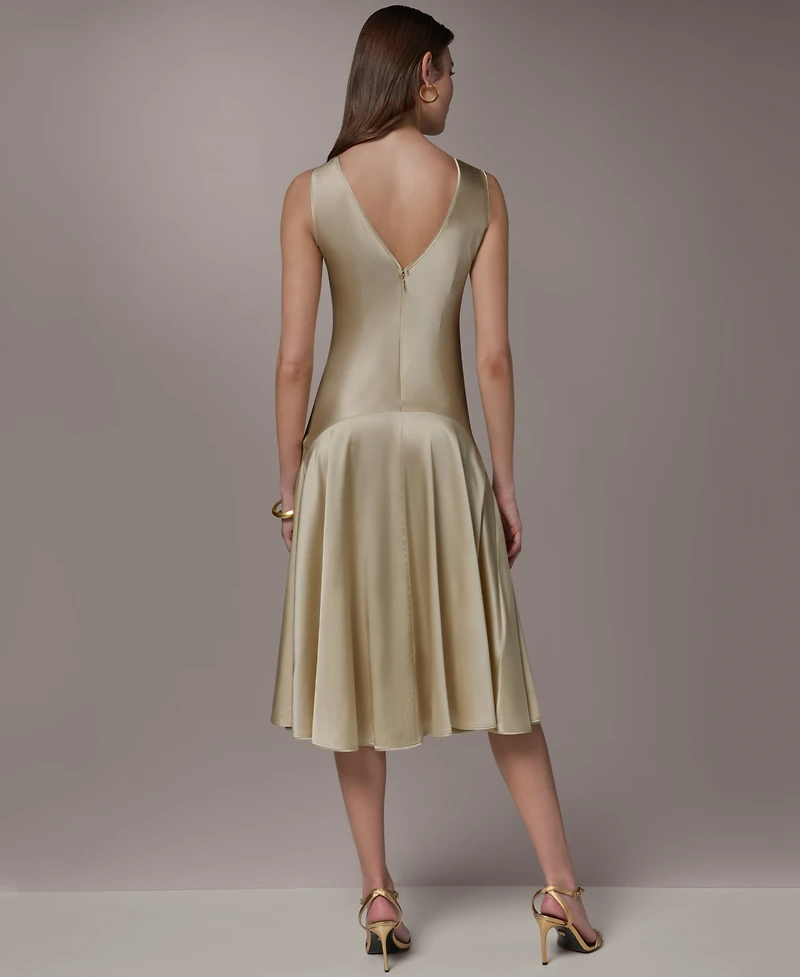 Donna Karan New York Women's Sleeveless Boat Neck Midi Dress