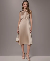 Donna Karan New York Women's Mock Neck A-Line Dress