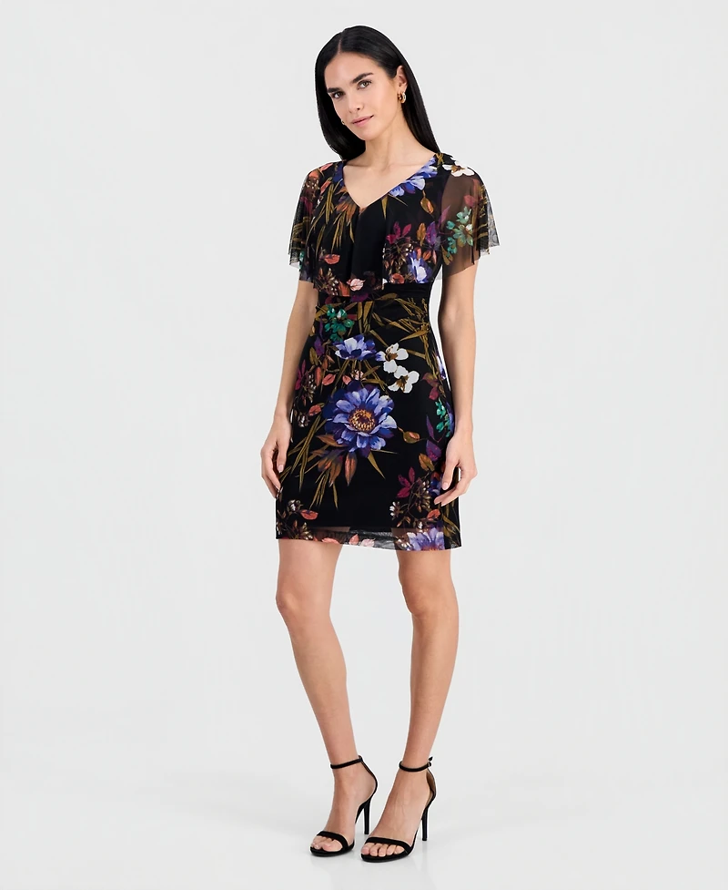 Connected Petite Mesh Sheath Dress