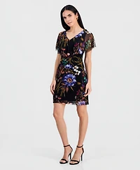 Connected Petite Mesh Sheath Dress