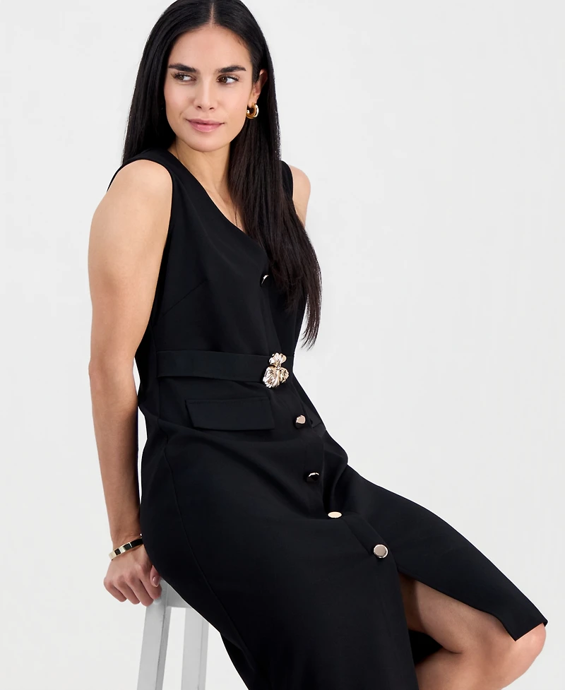 Connected Petite Belted Sleeveless Dress