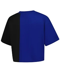 New Era Women's Royal Chicago Cubs Upcycled Color Blocked Boxy Cropped T-Shirt