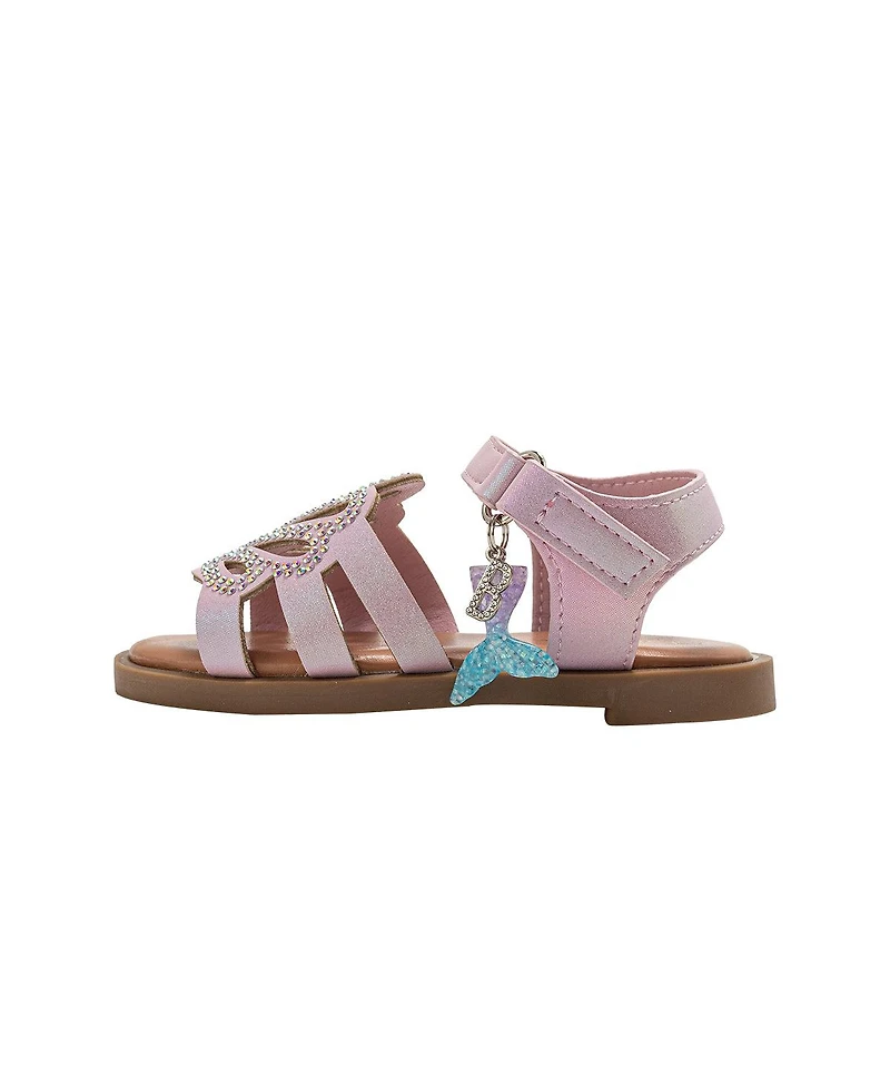 Bebe Little Girls Girl's Fashion Sandals – Dressy Shoes with rs Logo and Hanging Charms