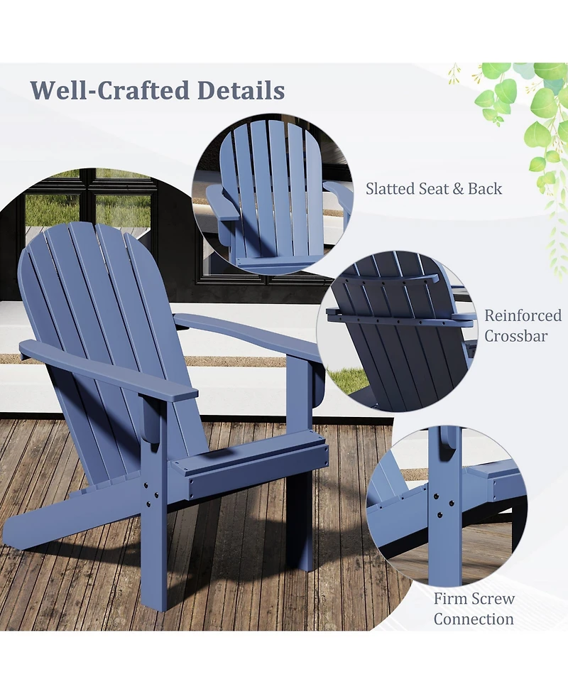 Gymax 2PCS Patio Adirondack Chair w/ Inclined Seat High Backrest and Wide Armrests