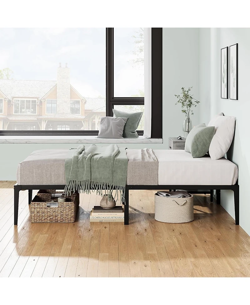 gaomon Metal Bed Frame Twin Size, Twin Bed Frame with Storage, Heavy Duty Metal Mattress Foundation, No Box Spring Needed, Noise Free,Twin Size