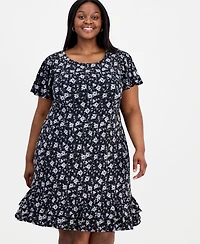 Connected Plus Round-Neck Short-Sleeve Dress
