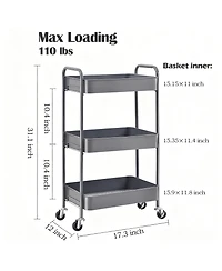Yigii Metal Rolling Cart with Wheels for Kitchen, Bathroom, & More - Easy Assembly, Durable
