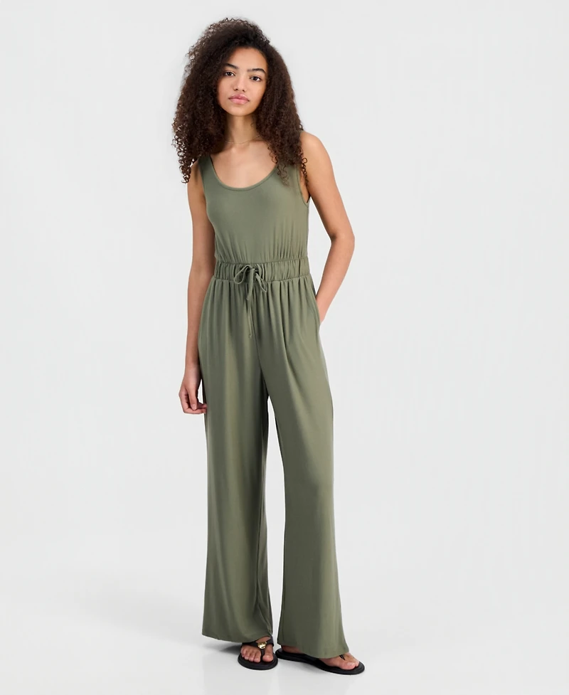 Derek Heart Juniors' Sleeveless Wide-Leg Jumpsuit