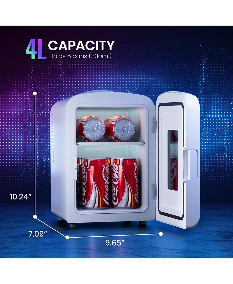 Antarctic Star 4L Portable Mini Fridge with Vibrant Led Gaming Lights