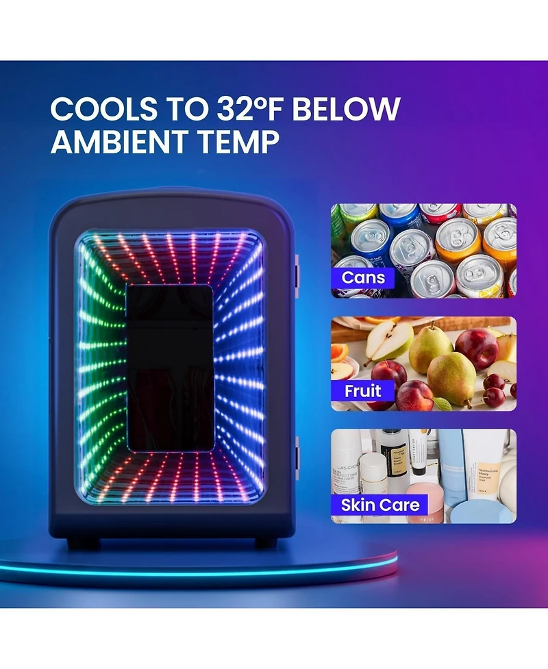 Antarctic Star 4L Portable Mini Fridge with Vibrant Led Gaming Lights
