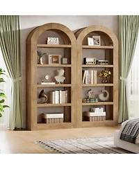 Tribesigns 70.9'' Tall Arched Bookshelf with Storage, 5-Tier Wooden Open Bookcase Display Shelves Organizer
