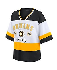Wear by Erin Andrews Women's Black/White Boston Bruins Jersey Style T-Shirt