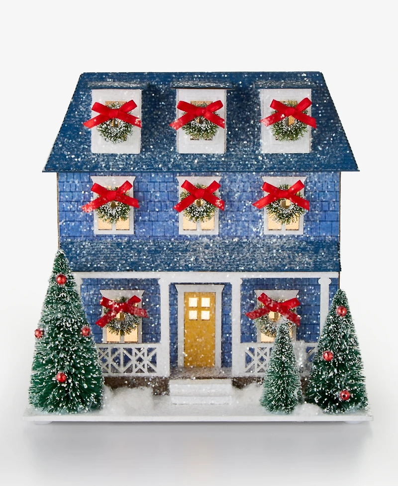 Holiday Lane Whimsy Town House with Bow Trim and Trees Decor, Macy's Exclusive