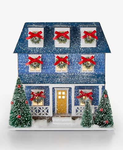 Holiday Lane Whimsy Town House with Bow Trim and Trees Decor, Macy's Exclusive