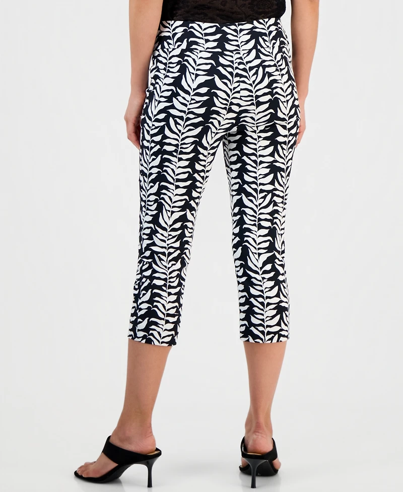 I.n.c. International Concepts Petite Printed Mid-Rise Pull-On Bengaline Capri Pants, Macy's Exclusive