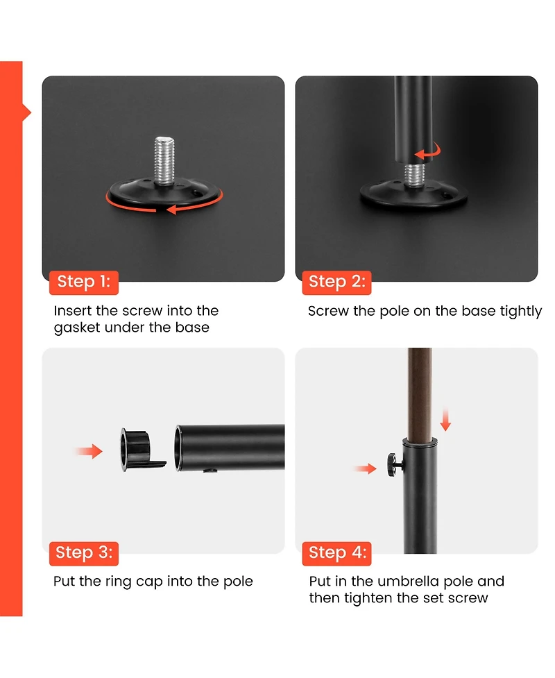 Gymax Square Weighted Patio Umbrella Base Stand 36 lbs Outdoor w/ 3 Adapters