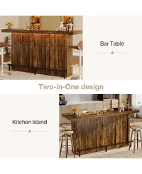 Tribesigns 4-Tier Bar Table, 70.9-Inch Large Wooden Home Unit with Wine Glass Holder