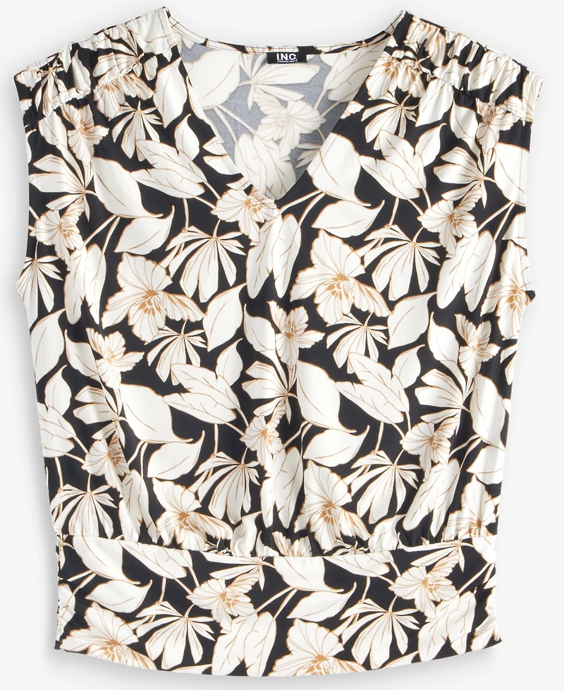 I.n.c. International Concepts Petite Extended-Shoulder Banded-Hem Top