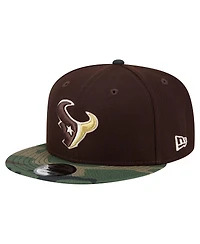 New Era Men's Dark Brown Houston Texans Burnt Wood Camo 9FIFTY Snapback Hat
