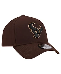 New Era Men's Dark Brown Houston Texans Burnt Wood A-Frame 9FORTY Adjustable Hat