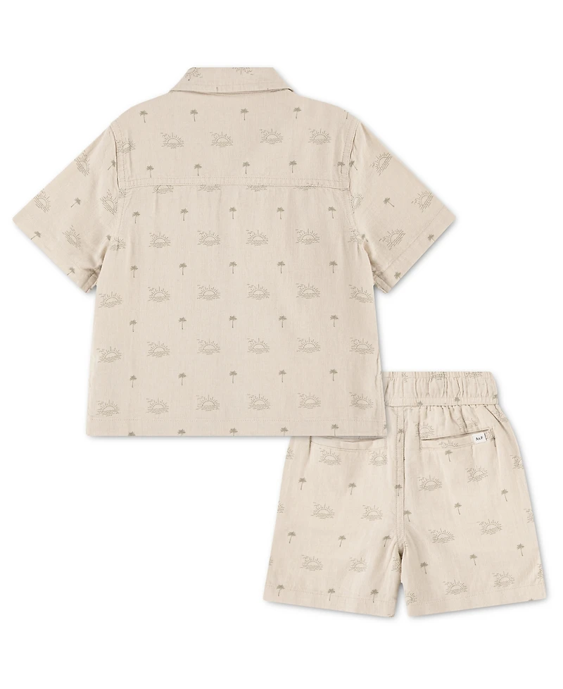 abercrombie kids Boys' Linen Shirt and shorts, 2-Piece Set