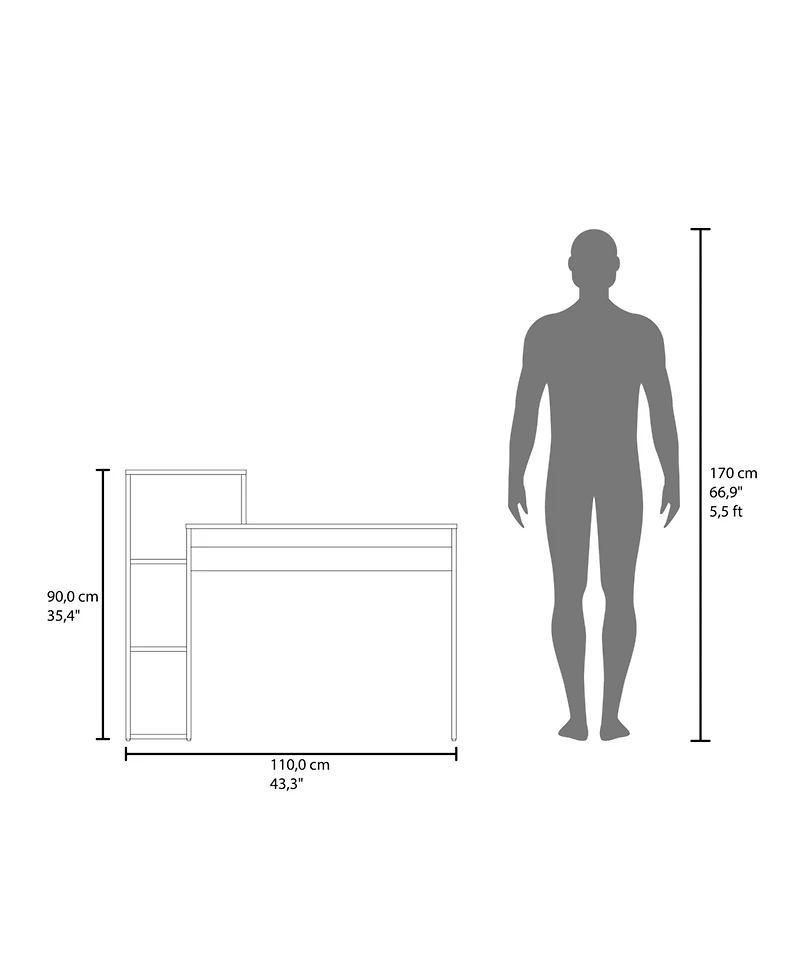 Fm Furniture Salome Computer Desk with Open Storage, Wenge