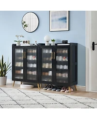 gaomon Shoe Cabinet 5-Tier Shoe Storage Cabinets Shoe Cabinets Storage for Entryway Shoe Organizer Cabinet with Glass Doors for Hallway Living Room