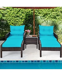 Gymax 5 Piece Rattan Wicker Sectional Furniture Set Patio Set w/ Cushion