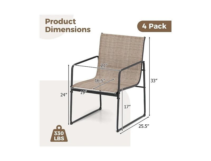 Slickblue Patio Furniture Chair Set of 4 with Ventilated Seat