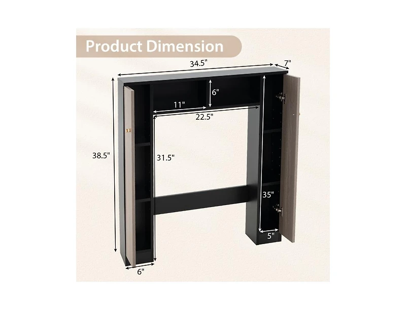 Slickblue Over the Toilet Storage Cabinet with Adjustable Shelves