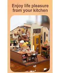 Robotime Miniature House Kit, Diy Miniature Dollhouse Kit for Adults,Model Kits for Adults to Build with Led, Birthday for Adult Homey Kitchen