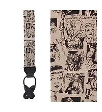 Trafalgar Men's Vintage Comic Art Novelty Silk Button End Suspenders