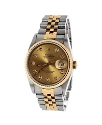 Pre-Owned Rolex Oyster Perpetual Datejust Automatic Watch in Stainless Steel and Gold with Diamond Markers 36mm