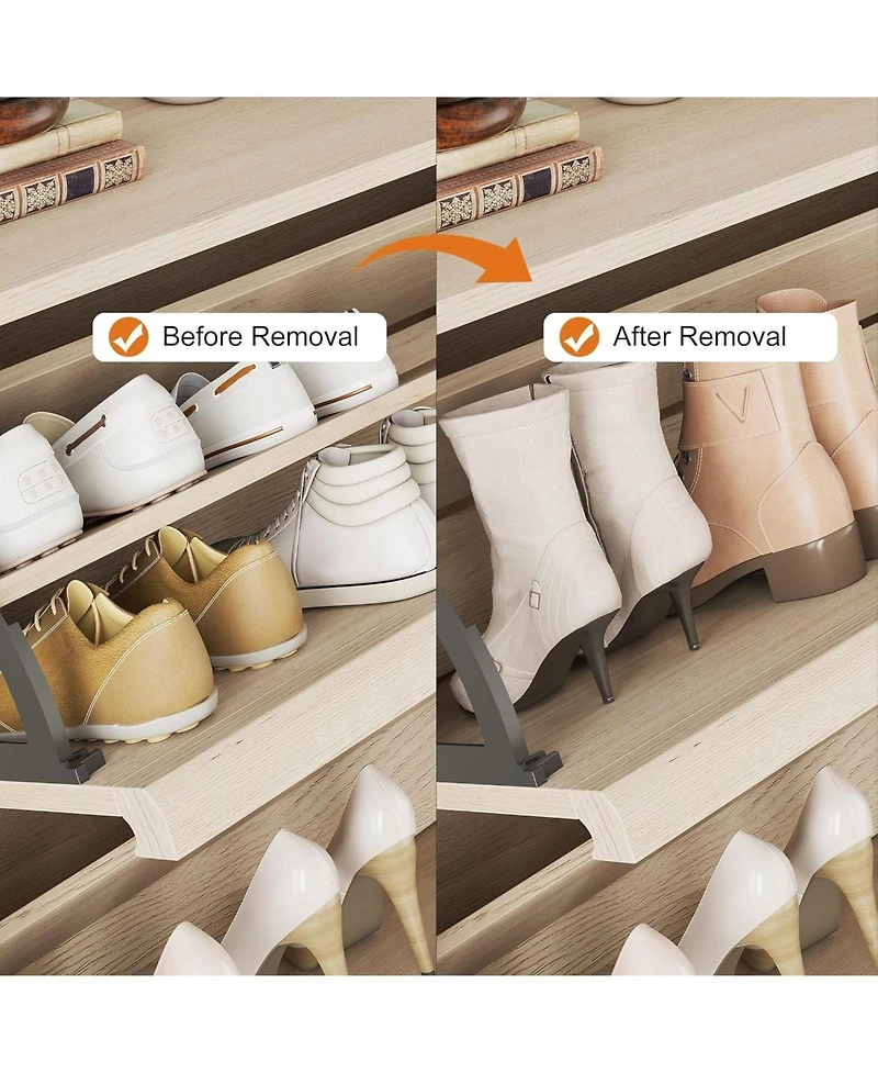 gaomon Shoe Cabinet with Flip Drawers Narrow Cabinet with Adjustable and Removable Shelves Modern Wooden Shoe Organizer with Hidden Handle