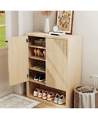 gaomon 44.5 inch Tall Fluted Shoe Cabinet with Doors Modern 5-Tier Shoe Storage Unit with Adjustable Shelves Freestanding Shoe Organizer Shoe Rack